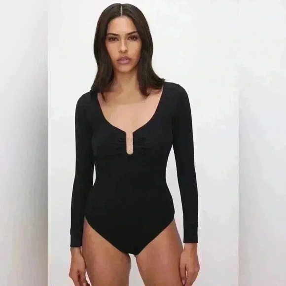 GOOD AMERICAN Stretch Jersey U Ring Bodysuit ~ Black ~ M/2~ NWT! - Picture 1 of 13